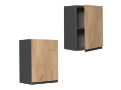 Clearance Vicco Hängeschrank R-Line Hängender Küchenschrank Goldkraft /Anthrazit 45 cm J-Shape Eiche