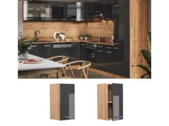 Vicco Hängeschrank R-Line Hängender Küchenschrank Hochglanz/Goldkraft Eiche 30 cm< Pfannen|Küchenschränke