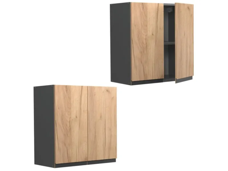 Sale Vicco Hängeschrank R-Line Hängender Küchenschrank Goldkraft /Anthrazit 60 cm J-Shape Eiche