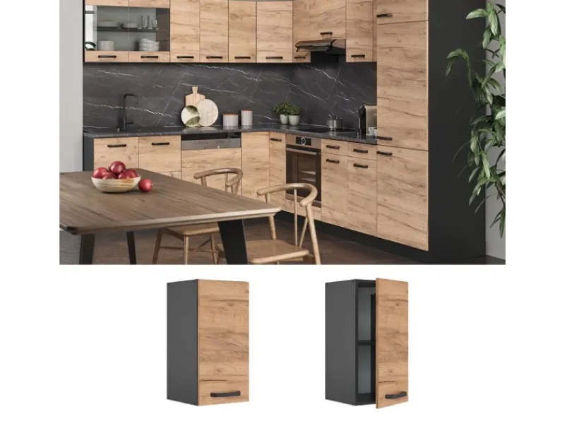 Pfannen|Küchenschränke<Vicco Hängeschrank R-Line Hängender Küchenschrank Goldkraft /Anthrazit 30 cm