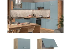 New Vicco Hängeschrank R-Line Hängender Küchenschrank Blau-Grau/Goldkraft Eiche 60 cm Flach Blaugrau
