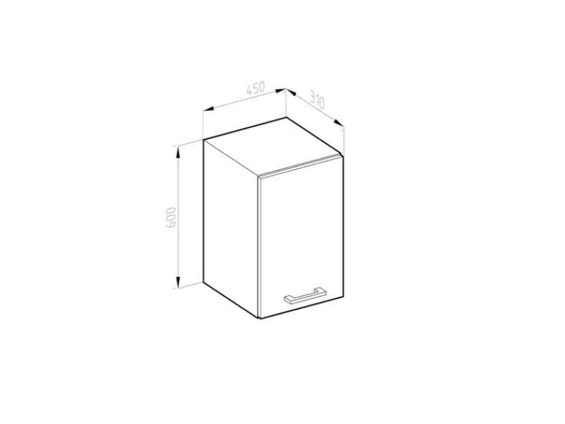 Outlet Vicco Hängeschrank R-Line Hängender Küchenschrank /Anthrazit 45 cm J-Shape Weiß