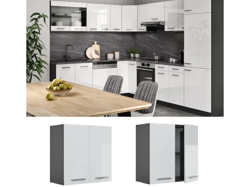 Vicco Hängeschrank R-Line Hängender Küchenschrank Hochglanz/Anthrazit 60 cm< Küchenschränke