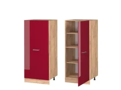 Küchenschränke<Vicco Hochschrank R-Line Küchenkommode Bordeaux Hochglanz/Goldkraft Eiche 60 cm