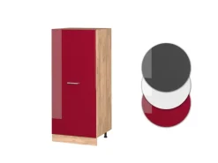 Küchenschränke<Vicco Hochschrank R-Line Küchenkommode Bordeaux Hochglanz/Goldkraft Eiche 60 cm