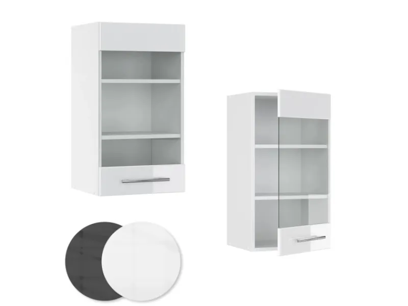 Vicco Küchenglasschrank Fame-Line Glashängeschrank Hochglanz/ 40 cm< Herde|Gefrierschränke
