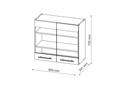 Küchenschränke<Vicco Küchenglasschrank Fame-Line Hochglanz/Goldkraft Eiche 80 cm
