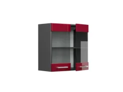 Küchenschränke<Vicco Küchenglasschrank R-Line Glashängeschrank Bordeaux Hochglanz/Anthrazit 60 cm