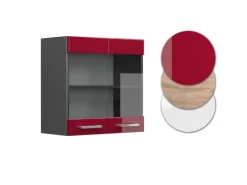 Küchenschränke<Vicco Küchenglasschrank R-Line Glashängeschrank Bordeaux Hochglanz/Anthrazit 60 cm