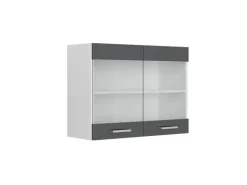 Küchenschränke<Vicco Küchenglasschrank R-Line Glashängeschrank Hochglanz/Weiß 80 cm