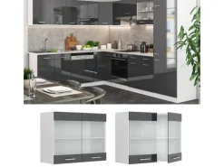 Küchenschränke<Vicco Küchenglasschrank R-Line Glashängeschrank Hochglanz/Weiß 80 cm