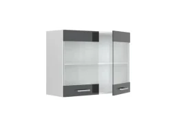 Küchenschränke<Vicco Küchenglasschrank R-Line Glashängeschrank Hochglanz/Weiß 80 cm