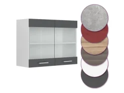 Küchenschränke<Vicco Küchenglasschrank R-Line Glashängeschrank Hochglanz/Weiß 80 cm