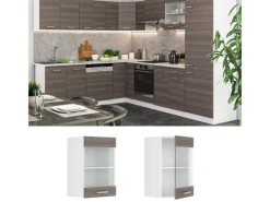 Küchenschränke<Vicco Küchenglasschrank R-Line Glashängeschrank Grau/Weiß 40 cm