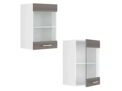 Küchenschränke<Vicco Küchenglasschrank R-Line Glashängeschrank Grau/Weiß 40 cm
