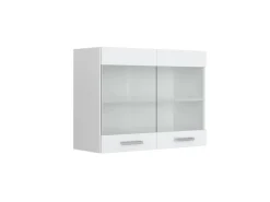 Best Vicco Küchenglasschrank R-Line Glashängeschrank Hochglanz/ 80 cm Weiß