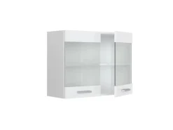 Best Vicco Küchenglasschrank R-Line Glashängeschrank Hochglanz/ 80 cm Weiß