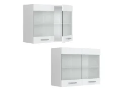 Best Vicco Küchenglasschrank R-Line Glashängeschrank Hochglanz/ 80 cm Weiß