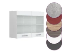 Best Vicco Küchenglasschrank R-Line Glashängeschrank Hochglanz/ 80 cm Weiß