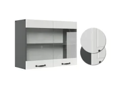 Best Vicco Küchenglasschrank R-Line Glashängeschrank Landhaus/Anthrazit 80 cm Weiß