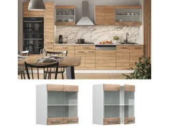 Küchenschränke<Vicco Küchenglasschrank R-Line Glashängeschrank Sonoma/Weiß 60 cm