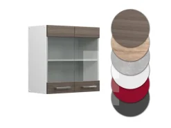 Vicco Küchenglasschrank R-Line Glashängeschrank Grau/Weiß 60 cm Edelgrau