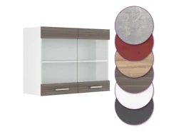 Sale Vicco Küchenglasschrank R-Line Glashängeschrank Grau/Weiß 80 cm Edelgrau