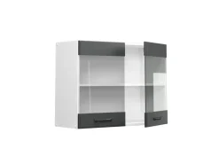 New Vicco Küchenglasschrank R-Line Glashängeschrank Anthrazit Landhaus/Weiß 80 cm Anthrazitgrau