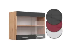 Discount Vicco Küchenglasschrank R-Line Hochglanz/Goldkraft Eiche 80 cm Anthrazit