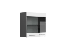New Vicco Küchenglasschrank R-Line Glashängeschrank Hochglanz/Anthrazit 60 cm Weiß