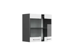 New Vicco Küchenglasschrank R-Line Glashängeschrank Hochglanz/Anthrazit 60 cm Weiß