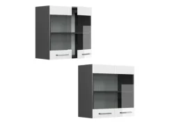 New Vicco Küchenglasschrank R-Line Glashängeschrank Hochglanz/Anthrazit 60 cm Weiß