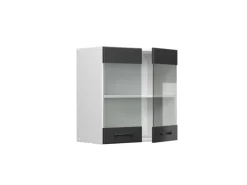 Küchenschränke<Vicco Küchenglasschrank R-Line Glashängeschrank Anthrazit Landhaus/Weiß 60 cm