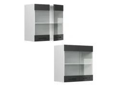 Küchenschränke<Vicco Küchenglasschrank R-Line Glashängeschrank Anthrazit Landhaus/Weiß 60 cm