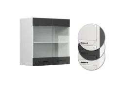 Küchenschränke<Vicco Küchenglasschrank R-Line Glashängeschrank Anthrazit Landhaus/Weiß 60 cm