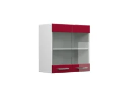 Vicco Küchenglasschrank R-Line Glashängeschrank Bordeaux Hochglanz/Weiß 60 cm< Schneidebretter|Wäschetrockner