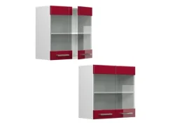 Vicco Küchenglasschrank R-Line Glashängeschrank Bordeaux Hochglanz/Weiß 60 cm< Schneidebretter|Wäschetrockner