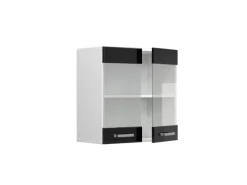 Küchenschränke<Vicco Küchenglasschrank R-Line Glashängeschrank Schwarz Hochglanz/Weiß 60 cm
