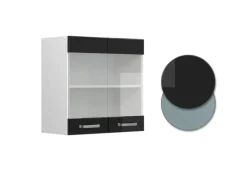 Küchenschränke<Vicco Küchenglasschrank R-Line Glashängeschrank Schwarz Hochglanz/Weiß 60 cm