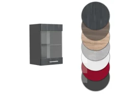 Küchenregale<Vicco Küchenglasschrank R-Line Glashängeschrank Schwarz Beton/Anthrazit 40 cm