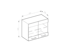 Clearance Vicco Küchenglasschrank R-Line Glashängeschrank Goldkraft /Anthrazit 60 cm Eiche