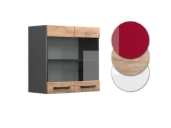 Clearance Vicco Küchenglasschrank R-Line Glashängeschrank Goldkraft /Anthrazit 60 cm Eiche