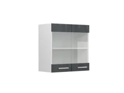 Vicco Küchenglasschrank R-Line Glashängeschrank Schwarz Beton/Weiß 60 cm< Küchenrückwände