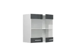 Vicco Küchenglasschrank R-Line Glashängeschrank Schwarz Beton/Weiß 60 cm< Küchenrückwände
