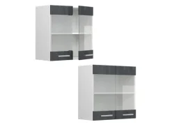 Vicco Küchenglasschrank R-Line Glashängeschrank Schwarz Beton/Weiß 60 cm< Küchenrückwände