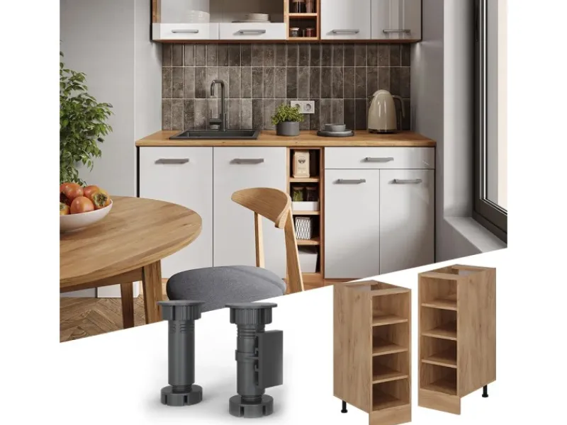 Küchenregale|Küchenschränke<Vicco Küchenregal R-Line Offener Küchenschrank Goldkraft 30 cm AP Marmor