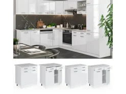 Clearance Vicco Küchenschrank R-Line Schubladenschrank für die Küche Hochglanz 80 cm AP Eiche Weiß