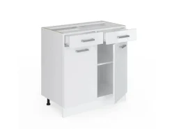 Clearance Vicco Küchenschrank R-Line Schubladenschrank für die Küche Hochglanz 80 cm AP Eiche Weiß