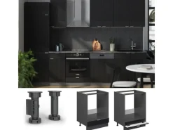 Discount Vicco Küchenschränke Fame-Line Gestreift 60 cm ohne Arbeitsplatte Schwarz