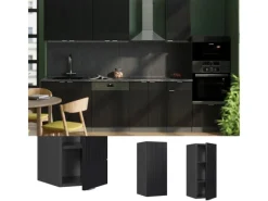Outlet Vicco Küchenschränke Fame-Line Hängender Küchenschrank Gestreift 30 cm Schwarz